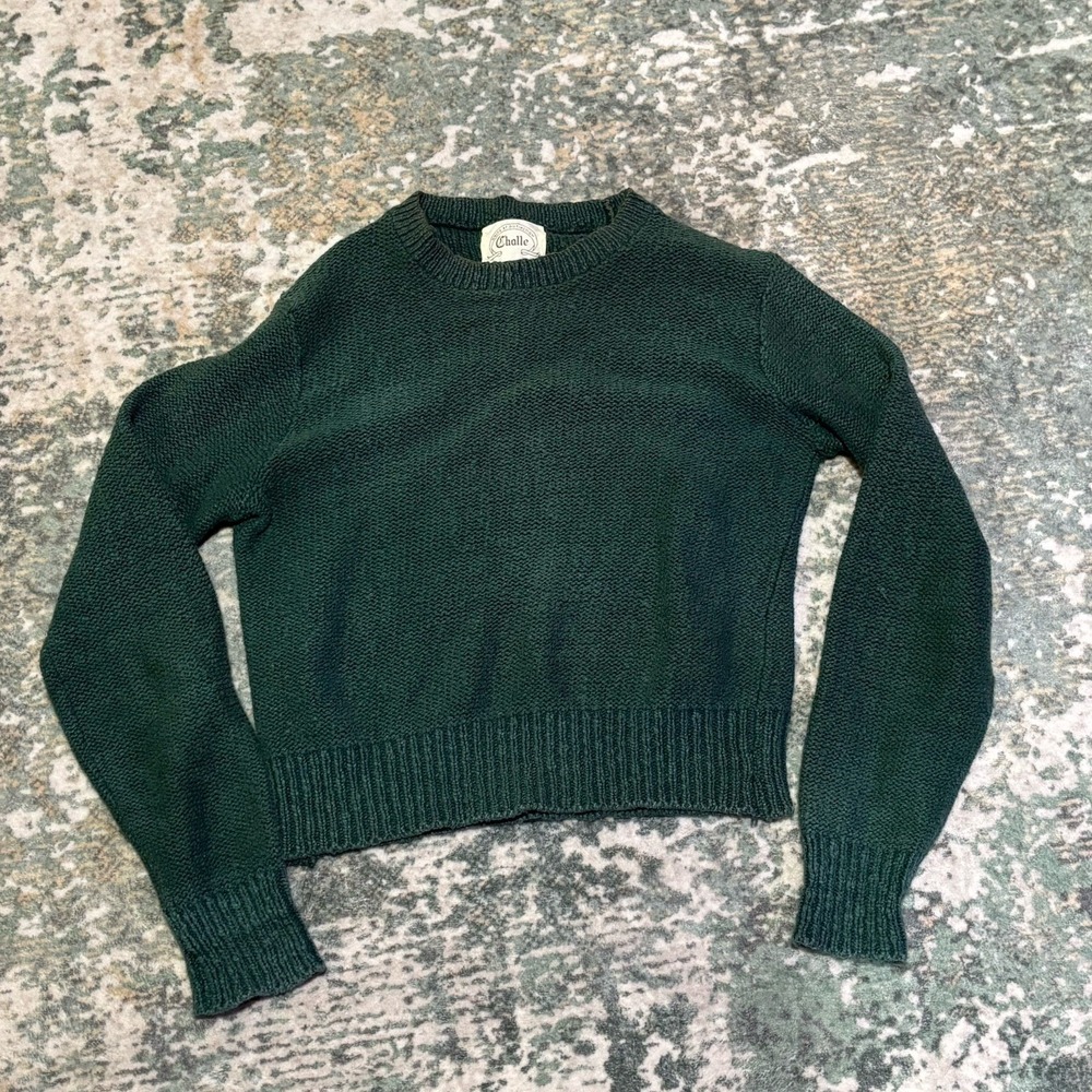 Vintage Shaker Knit Sweater Small Green